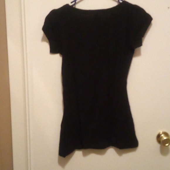 Handmade Diamond Painted Feather On Short Sleeve Black Tee - Size M - Picture 7 of 7